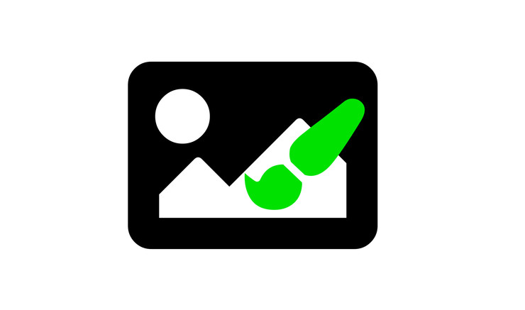 Ikon grøn pensel ovenpå billede