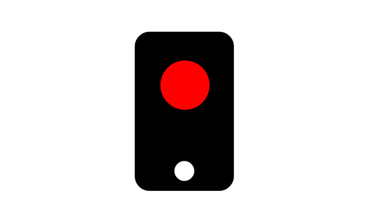 Ikon mobil med rød prik